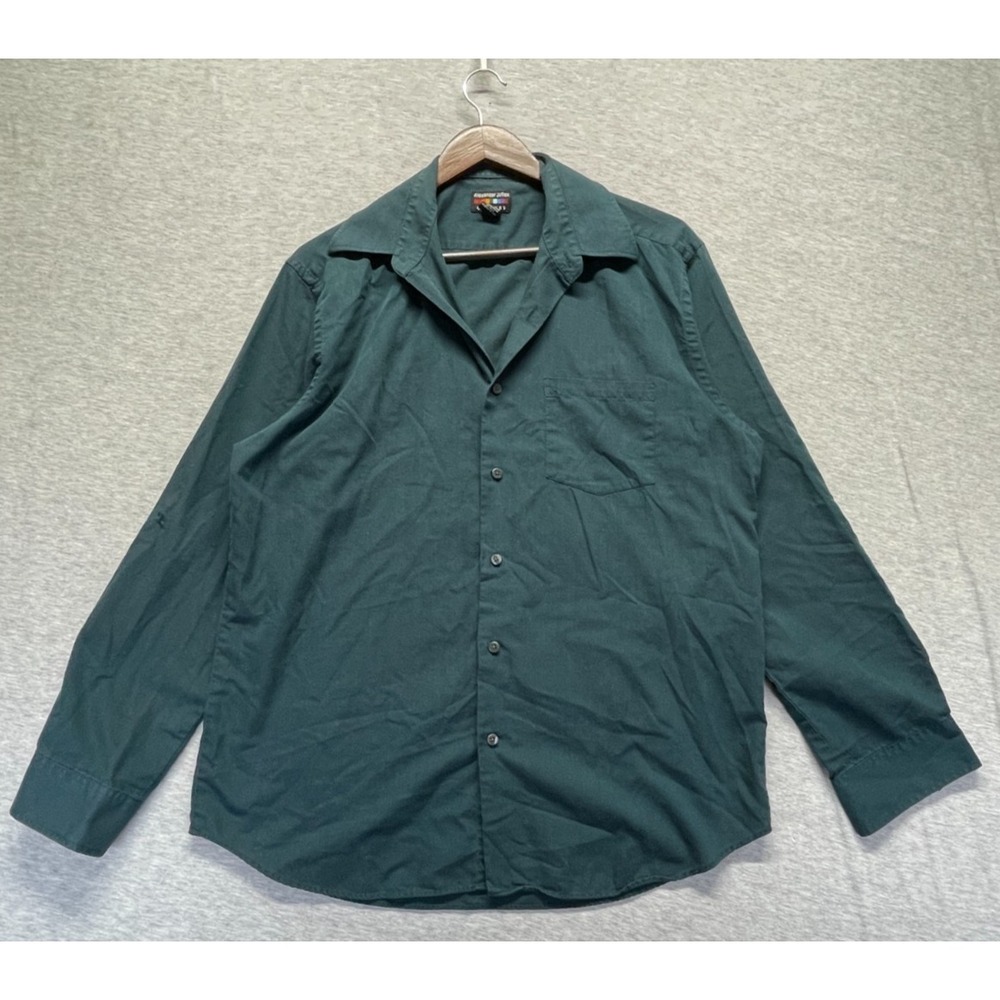 Alexander Julian Colours Shirt Mens Large Teal Green Pleated Collared Button Up